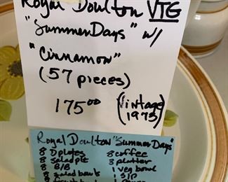 #149 Royal Doulton Vtg. "Summer Days" "Cinnamon" (57 pcsl) $175.00