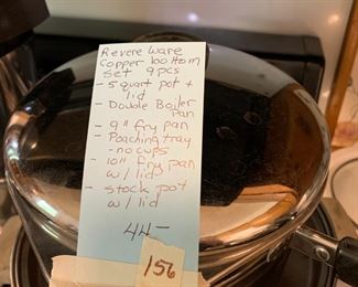 #156 Revereware Copper Bottom - 9 pc set $44.00