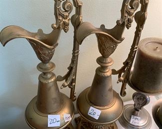 #165 set of 2 Brass Pitchers $40.00