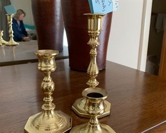 #169 Set of 3 Baldwin Brass Candlesticks $25.00