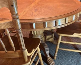 Claw Foot Pedestal Table and chairs 
