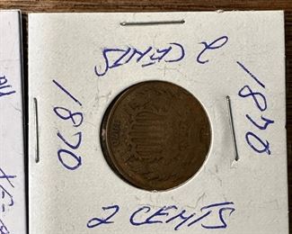 1870 Union Shield 2 Cent Piece