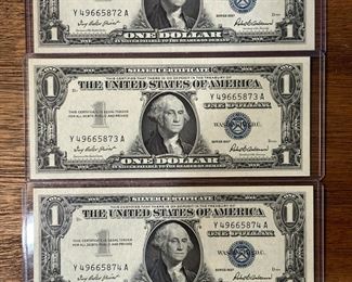 Sequential Serial Number Silver Certificate Notes