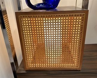 Vintage Cane CUBE Table Lamp