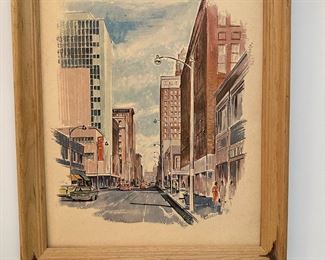 Original Signed SPARLAND Cityscape Watercolor