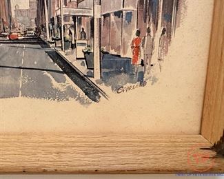 Original Signed SPARLAND Cityscape Watercolor