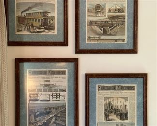 Late 1800's Framed Hand Colored SCIENTIFIC AMERICAN Magazine Cover(s)