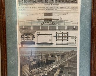 Late 1800's Framed Hand Colored SCIENTIFIC AMERICAN Magazine Cover(s)