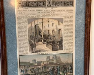 Late 1800's Framed Hand Colored SCIENTIFIC AMERICAN Magazine Cover(s)