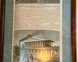 Late 1800's Framed Hand Colored SCIENTIFIC AMERICAN Magazine Cover(s)