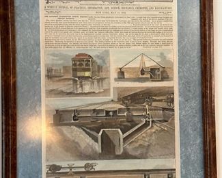 Late 1800's Framed Hand Colored SCIENTIFIC AMERICAN Magazine Cover(s)