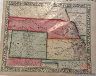 Late 1800's Hand Colored Maps of NEBRASKA