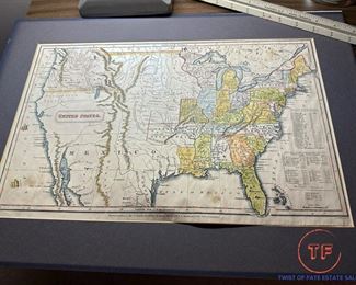 1830 Hand Colored UNITED STATES Map