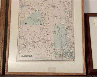 Framed 1800's DAKOTA Territory Map