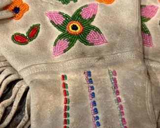 Early 1900's Hand Made Beaded Native American Gauntlets