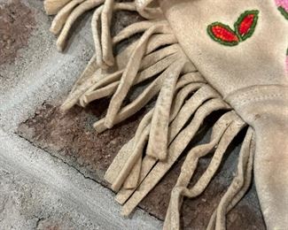 Early 1900's Hand Made Beaded Native American Gauntlets