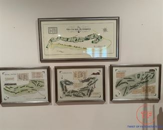 Framed Golf Course Lithographs
