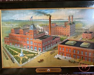 Early 1900's FREMONT BREWING COMPANY Advertising Lithograph on Tin