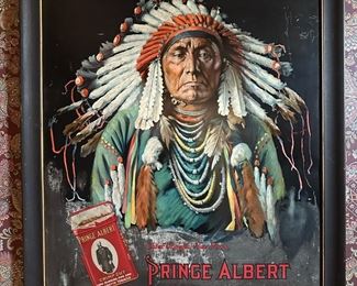 Antique PRINCE ALBERT Featuring Chief Joseph, Nez Perce Advertising Lithograph on Tin