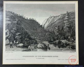 1800's "Golddiggins on the Mokelumne River" Etching