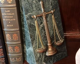 Vintage Marble Bookends with Scale of Justice