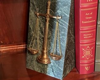 Vintage Marble Bookends with Scale of Justice