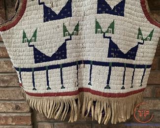 Antique 1880's Sioux Plains Indian Flag Beaded Vest