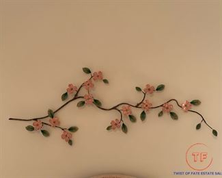 Vintage Enamel on Copper Dogwood Branch Blossoms Fine Art Sculpture