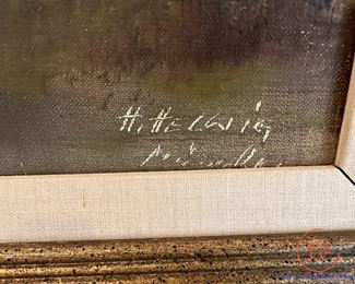 Signed H. HELWIG Landscape Painting on Canvas 