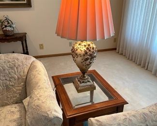 Vintage CARL FALKENSTEIN Style Lamps with Embossed Rose Pattern