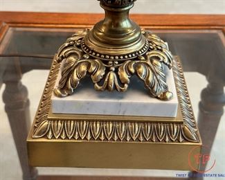 Vintage CARL FALKENSTEIN Style Lamps with Embossed Rose Pattern