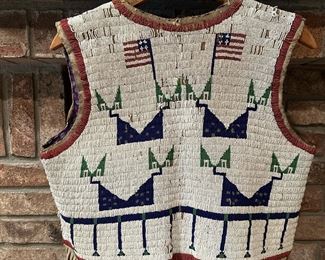 Antique 1880's Sioux Plains Indian Flag Beaded Vest