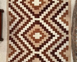 Handmade Vintage Double Diamond Southwest Navajo Rug 