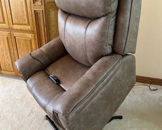 Signature Design by ASHLEY Power Lift and Recliner Suede Chair with Heat and Massage