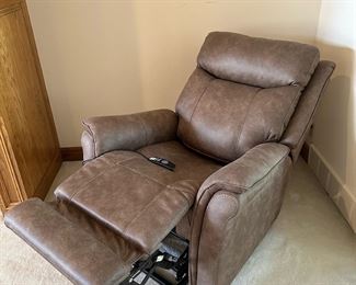 Signature Design by ASHLEY Power Lift and Recliner Suede Chair with Heat and Massage