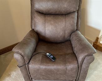 Signature Design by ASHLEY Power Lift and Recliner Suede Chair with Heat and Massage