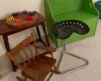Toy chest, rocker, and more