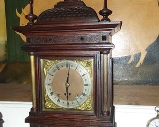 German carved oak shelf clock