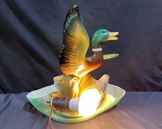 Vintage Lane & Co Mallard Duck TV Lamp Planter