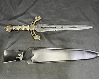Decorative Lions Heads Dagger with Sheath