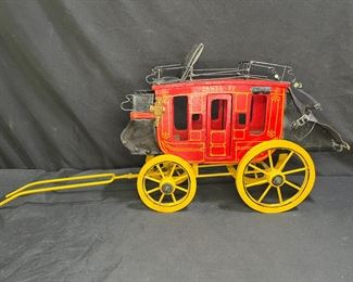Vintage Wood & Leather Santa Fe Stage Coach