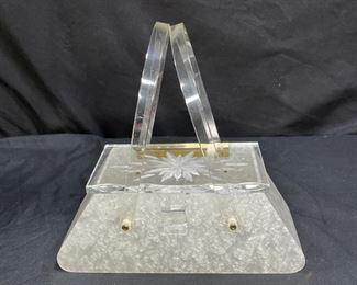VTG 1950's Pearlize Lucite Trapezoid Purse