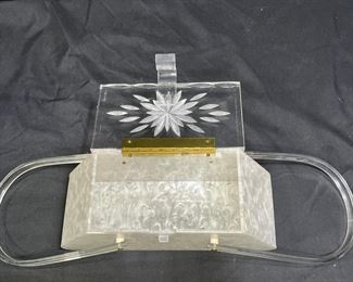 VTG 1950's Pearlize Lucite Trapezoid Purse