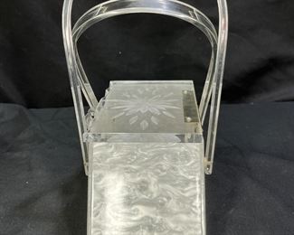 VTG 1950's Pearlize Lucite Trapezoid Purse