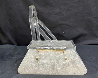 VTG 1950's Pearlize Lucite Trapezoid Purse