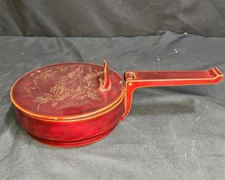 VTG Burgundy Silent Butler with Oriental Scene