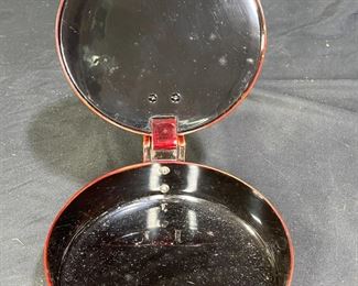 VTG Burgundy Silent Butler with Oriental Scene