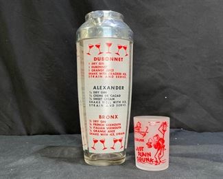 Vintage Glass Cocktail Shaker & Jigger set