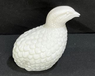 2 Avon Milk Glass White Partridge Perfume Bottles
