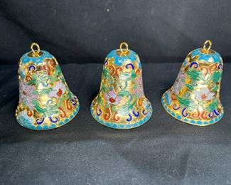 VTG #3963 Lillian Vernon Cloisonne Bell Ornaments
